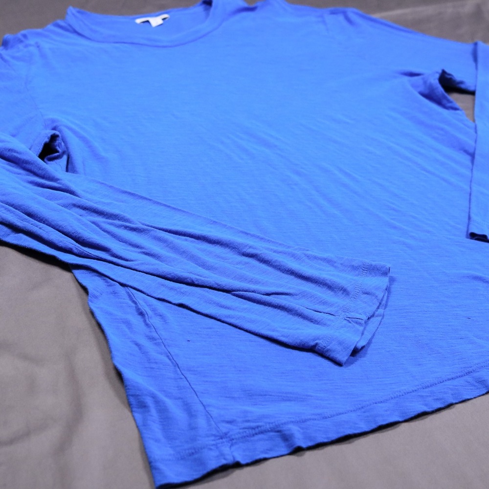 James Perse Long Sleeve T-Shirt Mens 4 Blue Slub Cotton Crew Neck MUA3514 USA - Picture 9 of 12